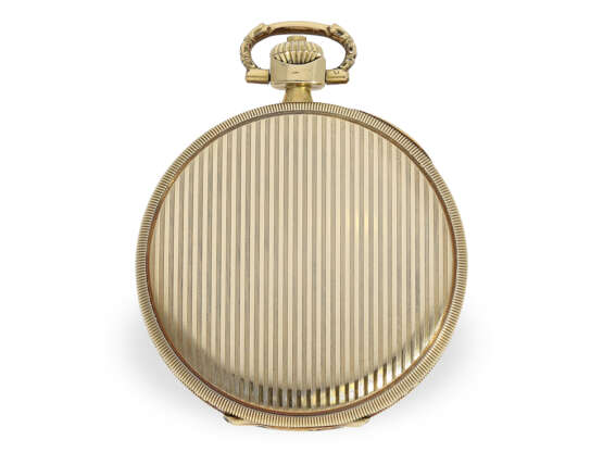 Taschenuhr: Attraktive Art déco Goldsavonnette mit Nadelstreifen-Dekor, Chronometre Eterna, ca.1930 - photo 7