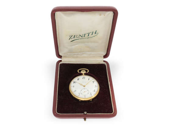 18K Präzisionstaschenuhr von Zenith, mit Originalbox, ca.1930 - Foto 2