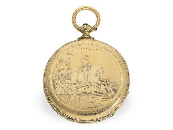 Prächtige Liverpooler 18K Goldsavonnette mit außergewöhnlicher Gehäusegravur, Robert Roskell Liverpool No.44152, ca.1840 - photo 1