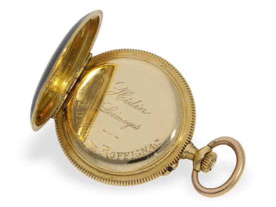 Taschenuhr/Anhängeuhr: feine Gold/Emaille-Damenuhr, um 1920, Le Coultre/signiert Hedin Limoges No. 3615 - фото 4