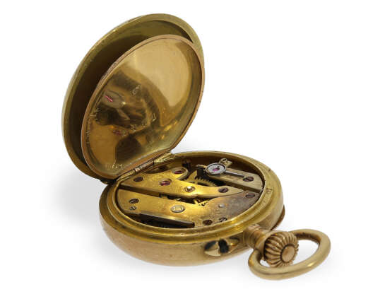 Eine der kleinsten bekannten Gold/Emaille-Taschenuhren/Anhängeuhren hochfeiner Qualität, vermutlich Le Coultre, um 1910 - Foto 4