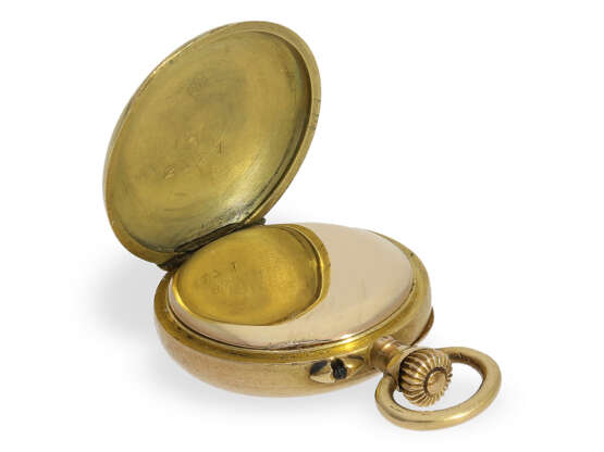 Eine der kleinsten bekannten Gold/Emaille-Taschenuhren/Anhängeuhren hochfeiner Qualität, vermutlich Le Coultre, um 1910 - photo 5