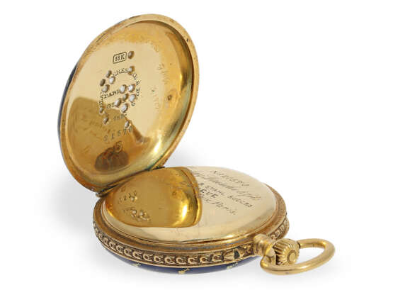 Taschenuhr/Anhängeuhr: exquisite Genfer Emailleuhr mit Diamantbesatz, Golay Fils & Stahl, Geneve No.21570, ca.1900 - Foto 6