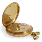 Taschenuhr/Anhängeuhr: sehr seltene Gold/Emaille-Prunksavonnette mit Diamantbesatz, Longines No. 844907, ca.1895 - Foto 7