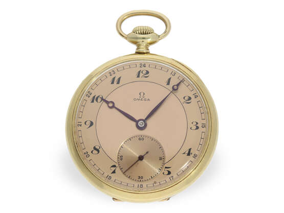 Attraktive Omega Taschenuhr, Frackuhr mit seltenem, pinkfarbenen Zifferblatt, ca.1938 - photo 1