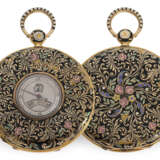 Taschenuhr: extrem seltene Gold/Emaille-Taschenuhr mit springender Stunde und Zentralsekunde, für den chinesischen Markt, ca.1820 - Foto 1