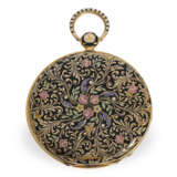 Taschenuhr: extrem seltene Gold/Emaille-Taschenuhr mit springender Stunde und Zentralsekunde, für den chinesischen Markt, ca.1820 - фото 3