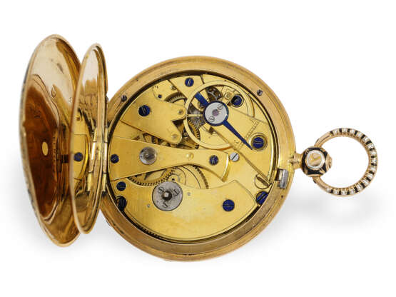 Taschenuhr: extrem seltene Gold/Emaille-Taschenuhr mit springender Stunde und Zentralsekunde, für den chinesischen Markt, ca.1820 - фото 6