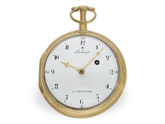 Taschenuhr: besonders schwere und große 18K Taschenuhr mit Schlagwerk auf Glocke, Turbant a Taninge, ca.1820 - фото 1