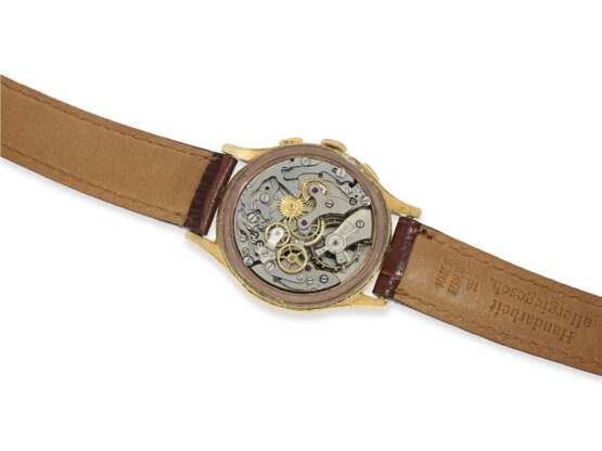 Armbanduhr: attraktiver, vintage "oversize" 18K Chronograph, Baume & Mercier Geneve mit Originalbox - photo 2
