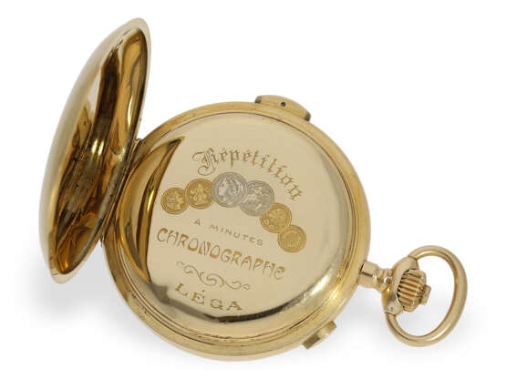 Schwere, große 18K Goldsavonnette mit Minutenrepetition und Chronograph, Picard & Fils La Chaux-de-Fonds No.282841, ca.1900 - photo 3