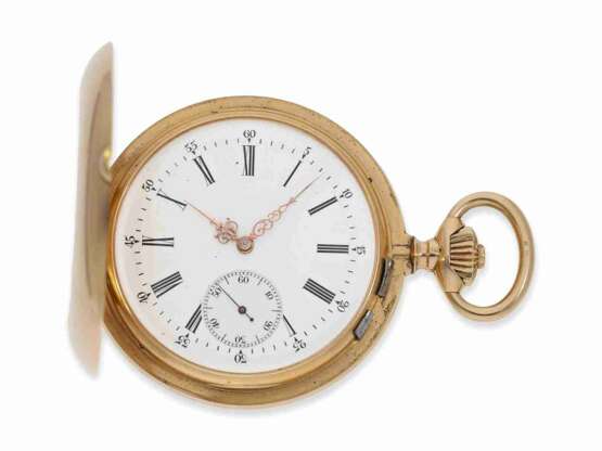 Taschenuhr: außergewöhnlich schweres, rotgoldenes Taschenchronometer, zugeschrieben Henry Beguelin Locle, um 1890 - Foto 1