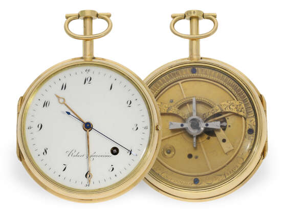 Bedeutende Taschenuhr mit Goldgehäuse, Pouzait-Hemmung, goldener Pouzait-Unruh und Seconde Morte, Robert & Courvoisier No. 88693, ca.1790, eine der ersten Uhren für den chinesischen Markt! - Foto 1