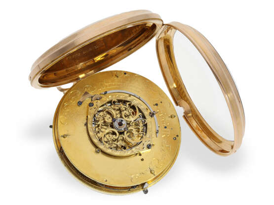 Absolute Rarität, goldenes Taschenchronometer mit springender Zentralsekunde und Kalender, vermutlich Neuchatel, für den chinesischen Markt um 1790 - photo 2