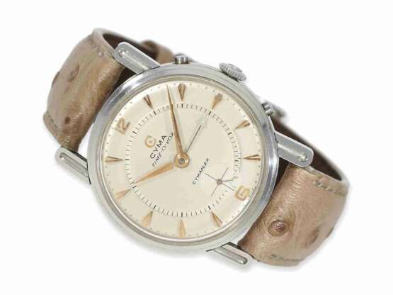 Armbanduhr: vintage Rarität, nahezu neuwertig erhaltenes, extrem seltenes Armbandchronometer "Cymaflex Time-O-Vox" Ref.6525 in Stahl, ca. 1955 - photo 1