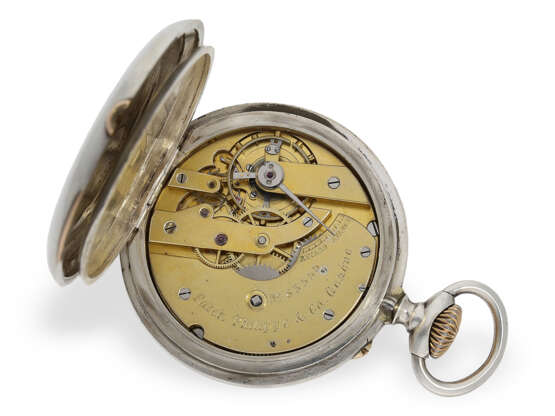 Sehr seltene, große Patek Philippe Taschenuhr, Ankerchronometer, mit Stammbuchauszug, Genf 1889 - photo 2