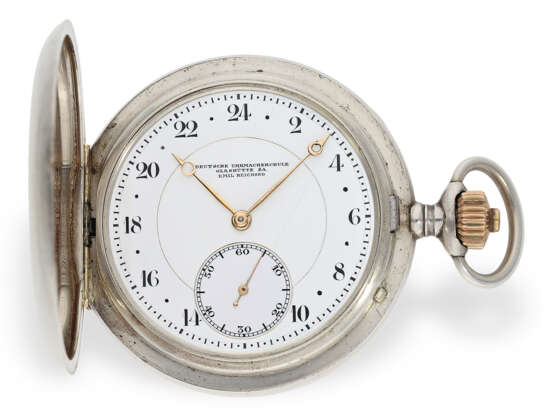 Glashütter Rarität, eine von lediglich 2 bekannten Präzisionstaschenuhren der Deutschen Uhrmacherschule Glashütte mit 24-H-Zifferblatt, Emil Reichard 1928 - фото 1