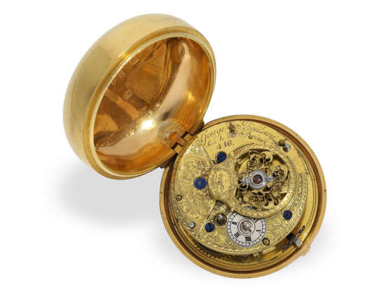 Technisch interessante, frühe englische Zylinderuhr mit Hallmarks von 1759, George Lidsay No.446, Uhrmacher des Prince of Wales - Foto 2