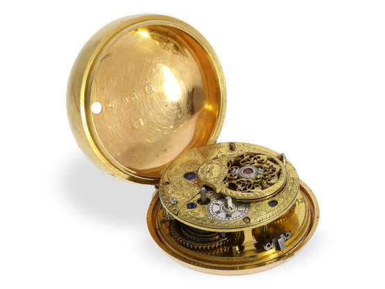Technisch interessante, frühe englische Zylinderuhr mit Hallmarks von 1759, George Lidsay No.446, Uhrmacher des Prince of Wales - Foto 3