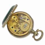 Taschenuhr: seltene Emaille-Taschenuhr mit Perlenbesatz und Zentralsekunde für den chinesischen Markt, zugeschrieben Bovet Fleurier No.676, ca.1860 - фото 3