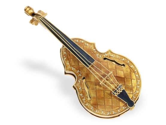 Extrem rare Formuhr mit einer Emaille-Arbeit von außergewöhnlicher Qualität, Violine, vermutlich Genf um 1820 - фото 1