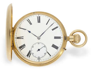 Schweres englisches Taschenchronometer mit sehr interessantem Werk und speziellem Aufzug, Hallmarks 1875
