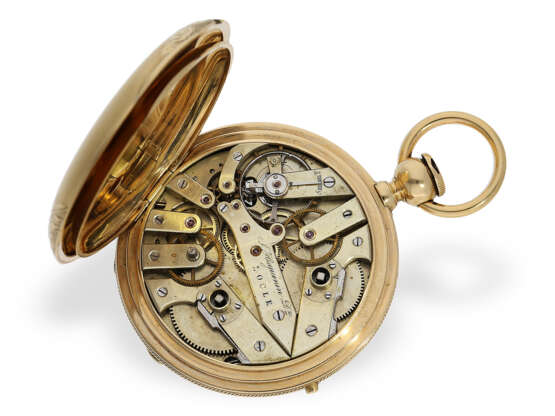 Außergewöhnlich schwere, frühe Goldsavonnette mit seltenem, unabhängigem 1/4-Sekunden-Chronograph «Diablotine», J. Huguenin Locle, ca. 1865 - Foto 2