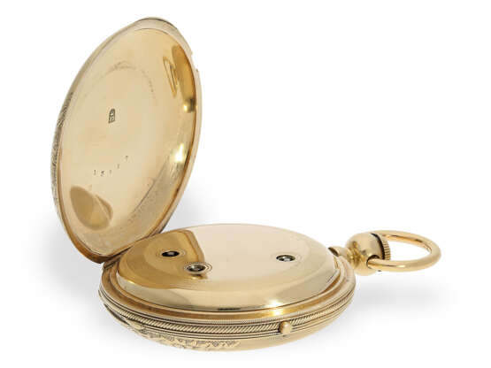 Außergewöhnlich schwere, frühe Goldsavonnette mit seltenem, unabhängigem 1/4-Sekunden-Chronograph «Diablotine», J. Huguenin Locle, ca. 1865 - photo 3