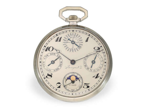 Absolute Rarität, Breguet Frackuhr mit ewigem Kalender und Mondphase, Breguet No.449, verkauft 1924 an Sir Dinshaw Petit für 6.500 Francs, mit Breguet Zertifikat - фото 1
