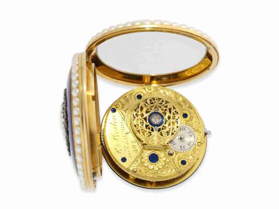 Taschenuhr: exquisite englische Gold/Emaille-Taschenuhr mit ganz früher Ankerhemmung - photo 5