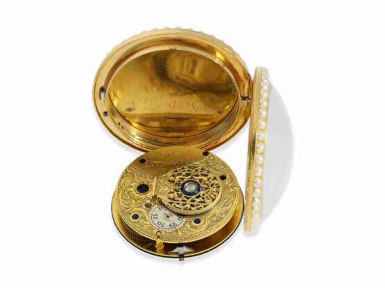 Taschenuhr: exquisite englische Gold/Emaille-Taschenuhr mit ganz früher Ankerhemmung - Foto 6