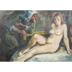 SCHOBER, PETER JAKOB (1897-1983), "Kupplerin (Akt mit Figur)",