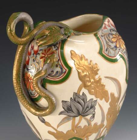 Französische Jugendstil-Vase mit Schlan - photo 2