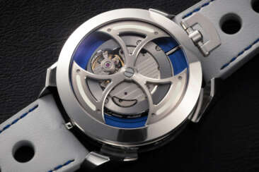 M.A.D 1 FRIENDS EDITION, A STEEL AUTOMATIC WRISTWATCH WITH LATERAL TIME DISPLAY