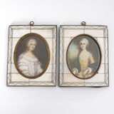 2 Miniaturen in Elfenbeinrahmen: Damenb - Foto 1