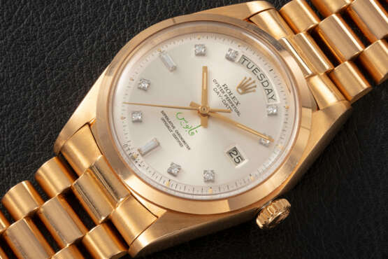 ROLEX, DAY-DATE REF. 1802, A RARE GOLD AND DIAMOND-SET AUTOMATIC WRISTWATCH MADE FOR SULTAN QABOOS OF OMAN - photo 1