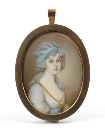 Biedermeier-Miniatur: Damenporträt. - Foto 1