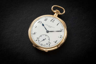 PATEK PHILIPPE, GOLD POCKET WATCH WITH ENAMEL DIAL