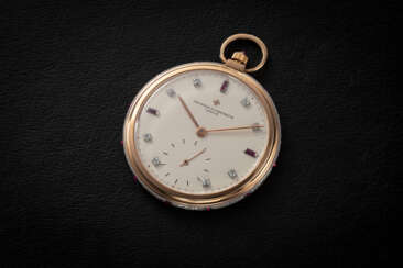 VACHERON CONSTANTIN REF. 6005, A GOLD POCKET WATCH WITH DIAMONDS AND RUBIES