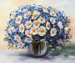 Sommer Blumen blau weiß