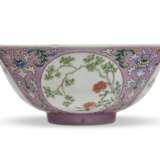 A FAMILLE ROSE PINK-GROUND SGRAFFITO 'MEDALLION' BOWL - photo 1