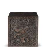A CARVED SQUARE SOFTWOOD `DRAGON' SEAL BOX COVER - photo 1