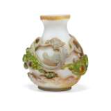 A SMALL GREEN AND OPALINE-OVERLAY WHITE GLASS VASE - photo 1