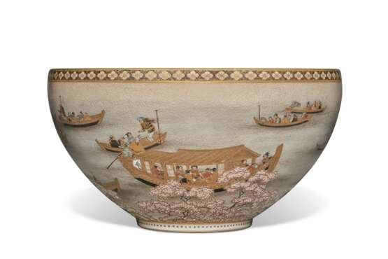 A SATSUMA BOWL WITH CHERRY BLOSSOM VIEWING SCENE AND THOUSANDS OF BUTTERFLIES - Foto 1