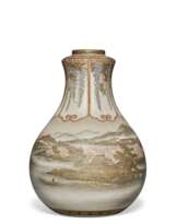 A SMALL SATSUMA VASE WITH WISTARIA AND LANDSCAPE