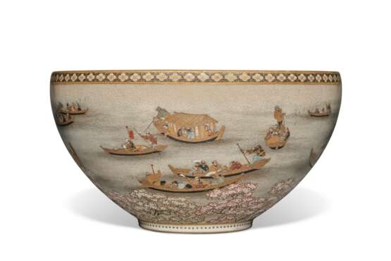 A SATSUMA BOWL WITH CHERRY BLOSSOM VIEWING SCENE AND THOUSANDS OF BUTTERFLIES - photo 5