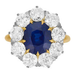 SPAULDING &amp; CO. ANTIQUE SAPPHIRE AND DIAMOND RING