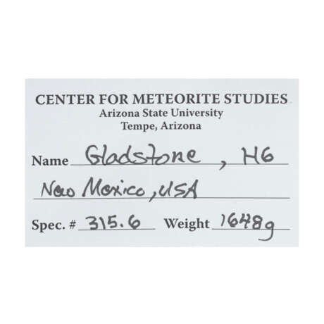 GLADSTONE METEORITE — FROM NEW MEXICO, FOUND IN 1936 - photo 4