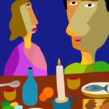 Картина "Ужин с женой" PNG Цифровой рисунок Кубизм Казахстан 2022 г. - фото 1