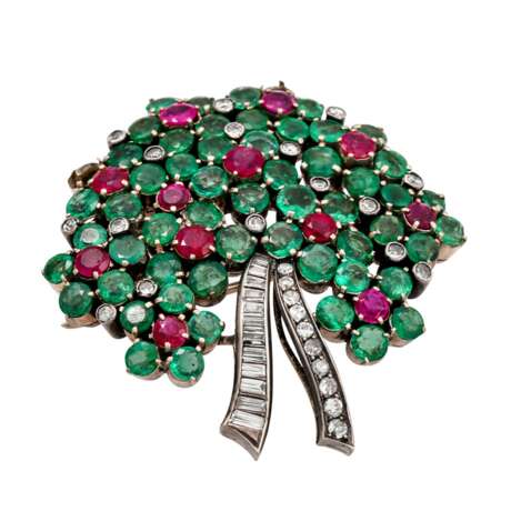 Brosche "Baum" mit Smaragden, Rubinen, Diamanten - photo 4